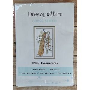 Two Peacocks Cross Stitch Kit Bird Needlepoint complete Kit Dream Pattern 375